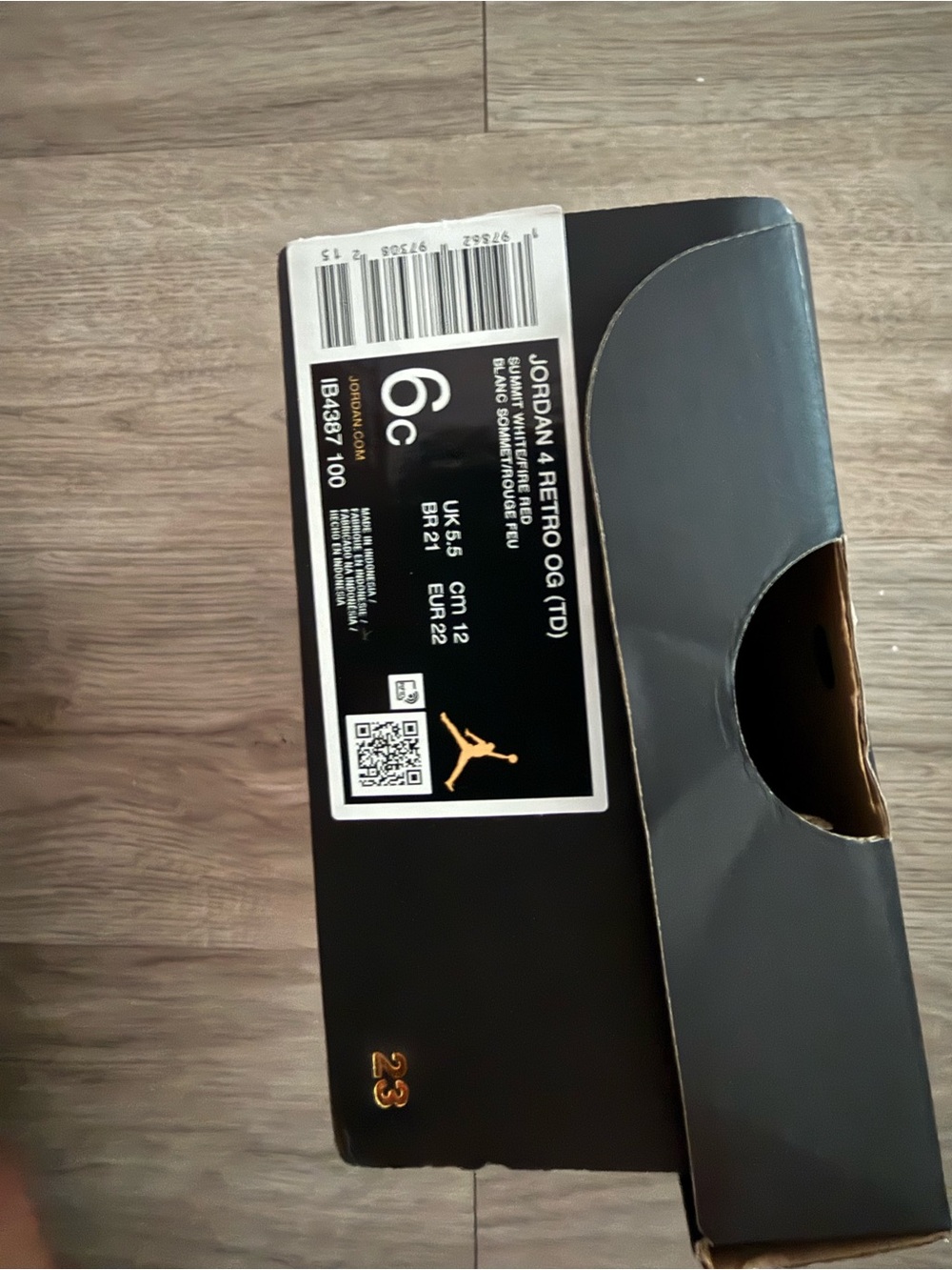Jordan Retro 4 OG Toddler 6C